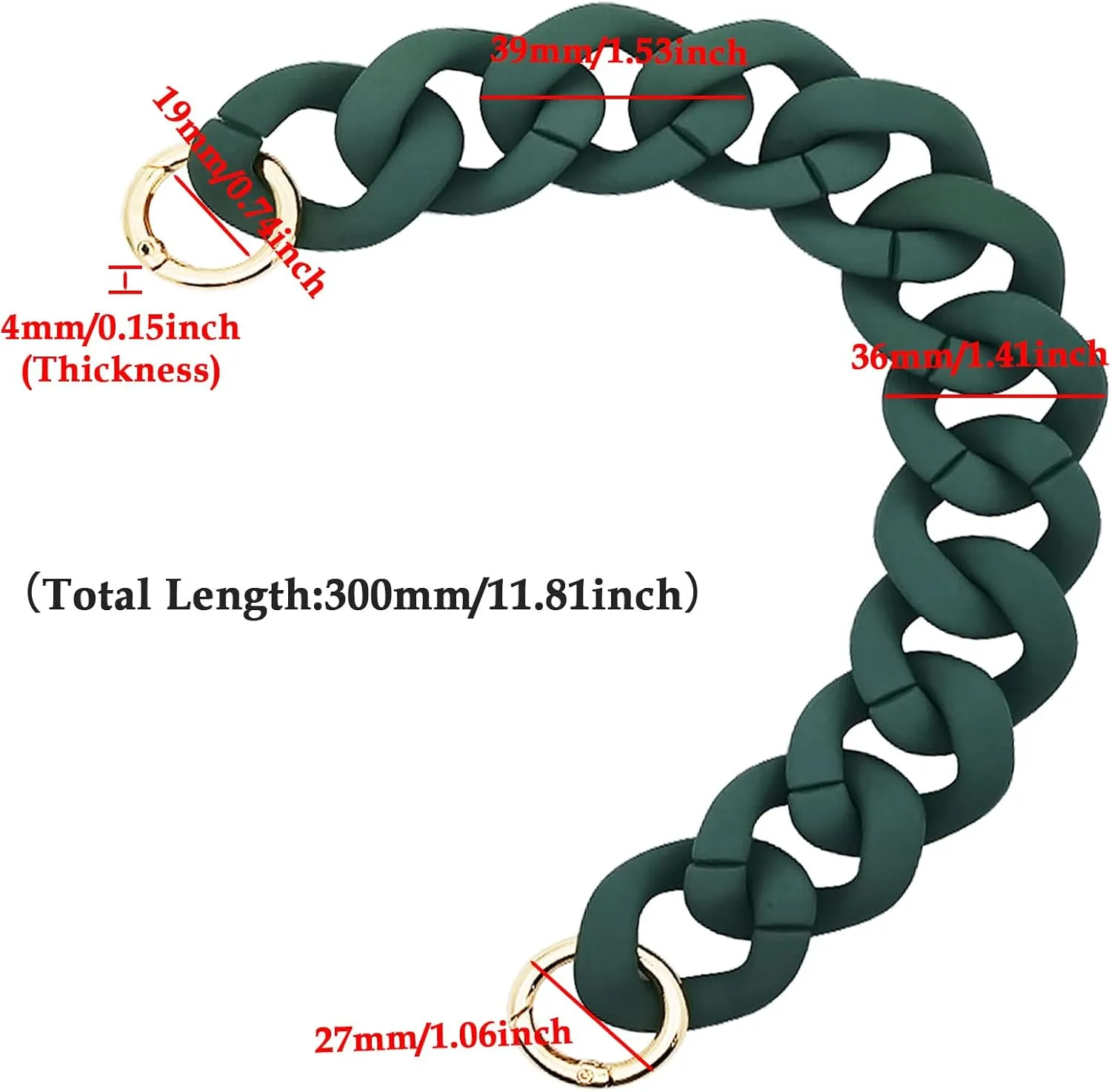 Green Length 12inch/300mm Frosted Acrylic Bag Purse Handle Strap Replacement,Handbag Decoration Chain for Bag Strap Replacement Shoulder Strap Purse Making Accessories Messenger Bag Decoration(1pcs)