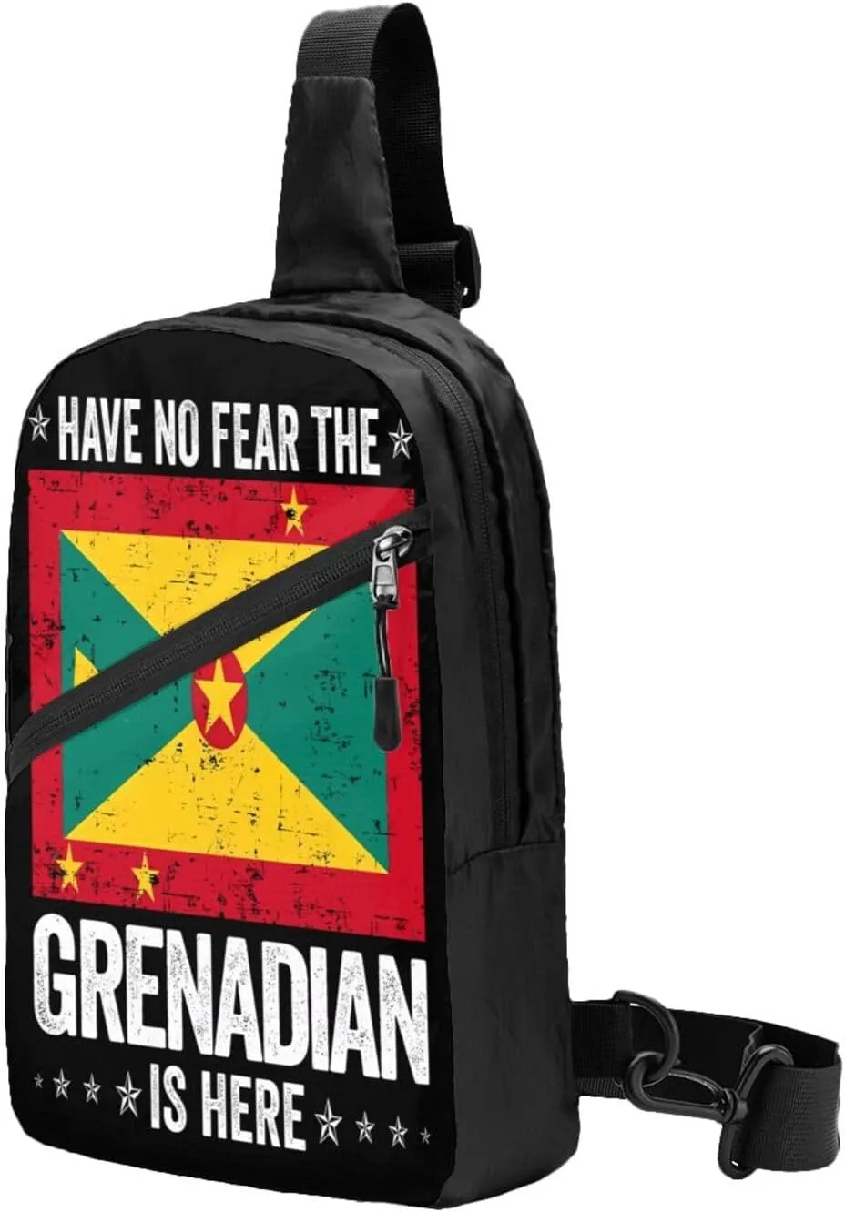 Grenada Flag Have No Fear The Grenadian Packable Crossbody Bag Portable Sling Bags Foldable Travel Daypack Reusable Sports Shoulder Backpack Diagonally Chest Bag for Workout
