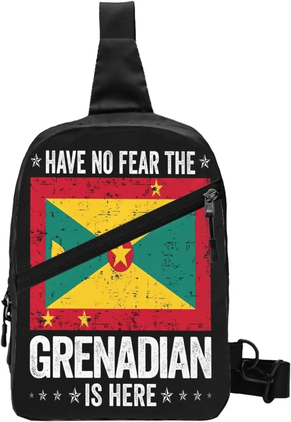 Grenada Flag Have No Fear The Grenadian Packable Crossbody Bag Portable Sling Bags Foldable Travel Daypack Reusable Sports Shoulder Backpack Diagonally Chest Bag for Workout