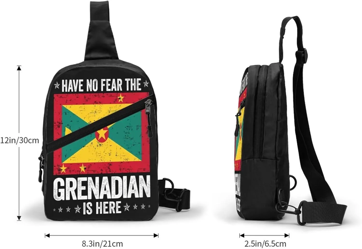 Grenada Flag Have No Fear The Grenadian Packable Crossbody Bag Portable Sling Bags Foldable Travel Daypack Reusable Sports Shoulder Backpack Diagonally Chest Bag for Workout