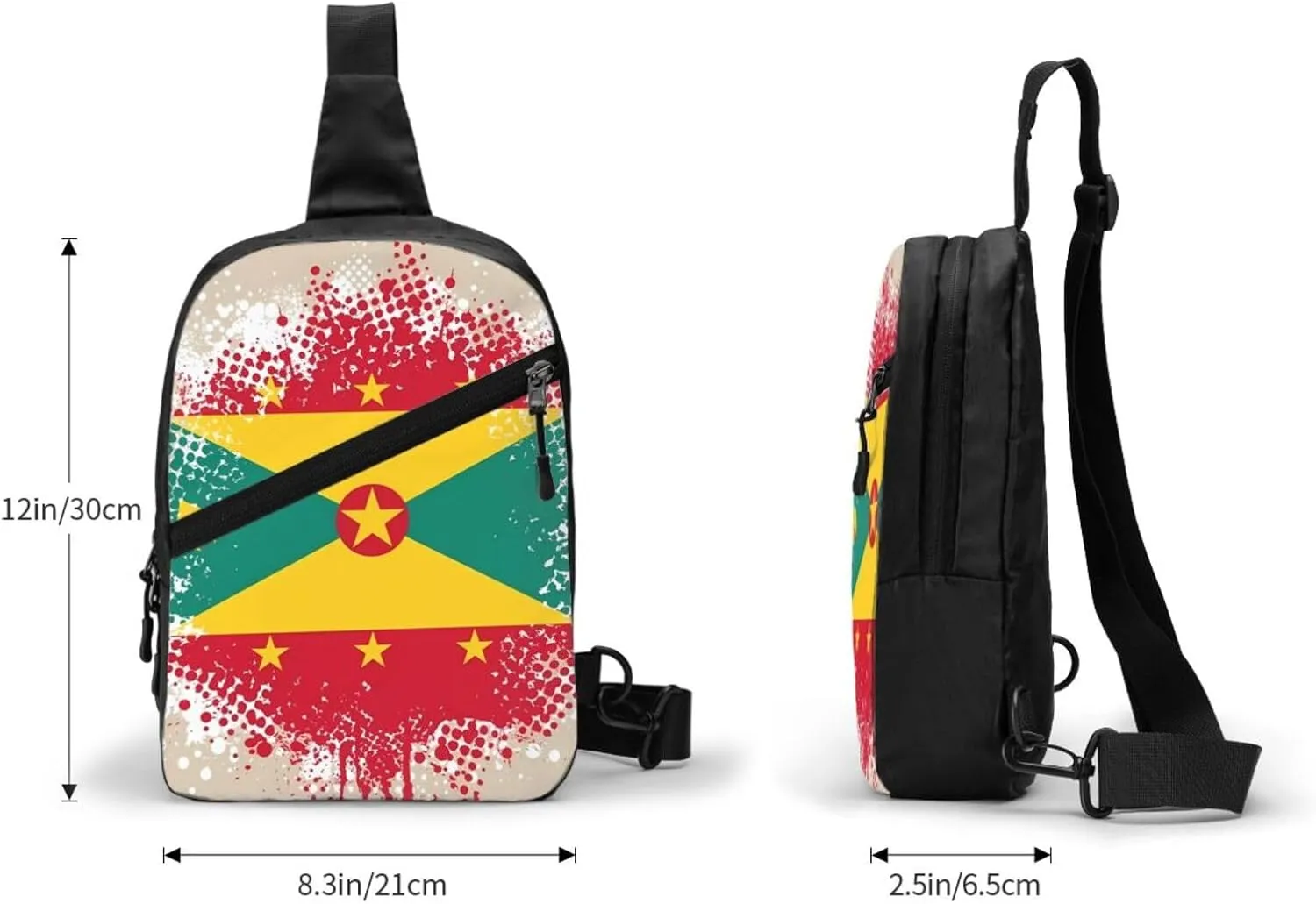 Grenada Flag Packable Crossbody Bag Portable Sling Bags Foldable Travel Daypack Reusable Sports Shoulder Backpack Diagonally Chest Bag for Workout