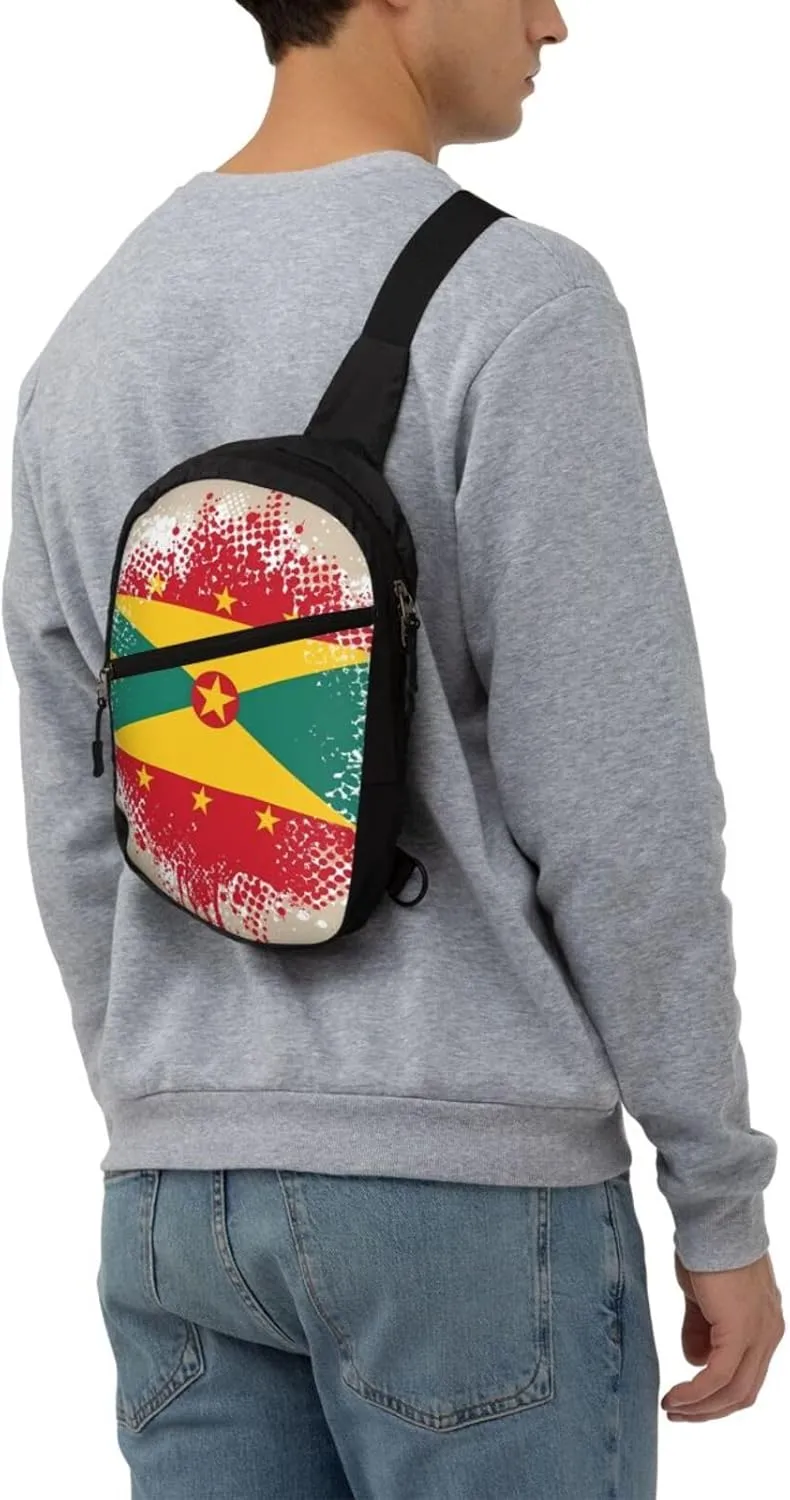 Grenada Flag Packable Crossbody Bag Portable Sling Bags Foldable Travel Daypack Reusable Sports Shoulder Backpack Diagonally Chest Bag for Workout