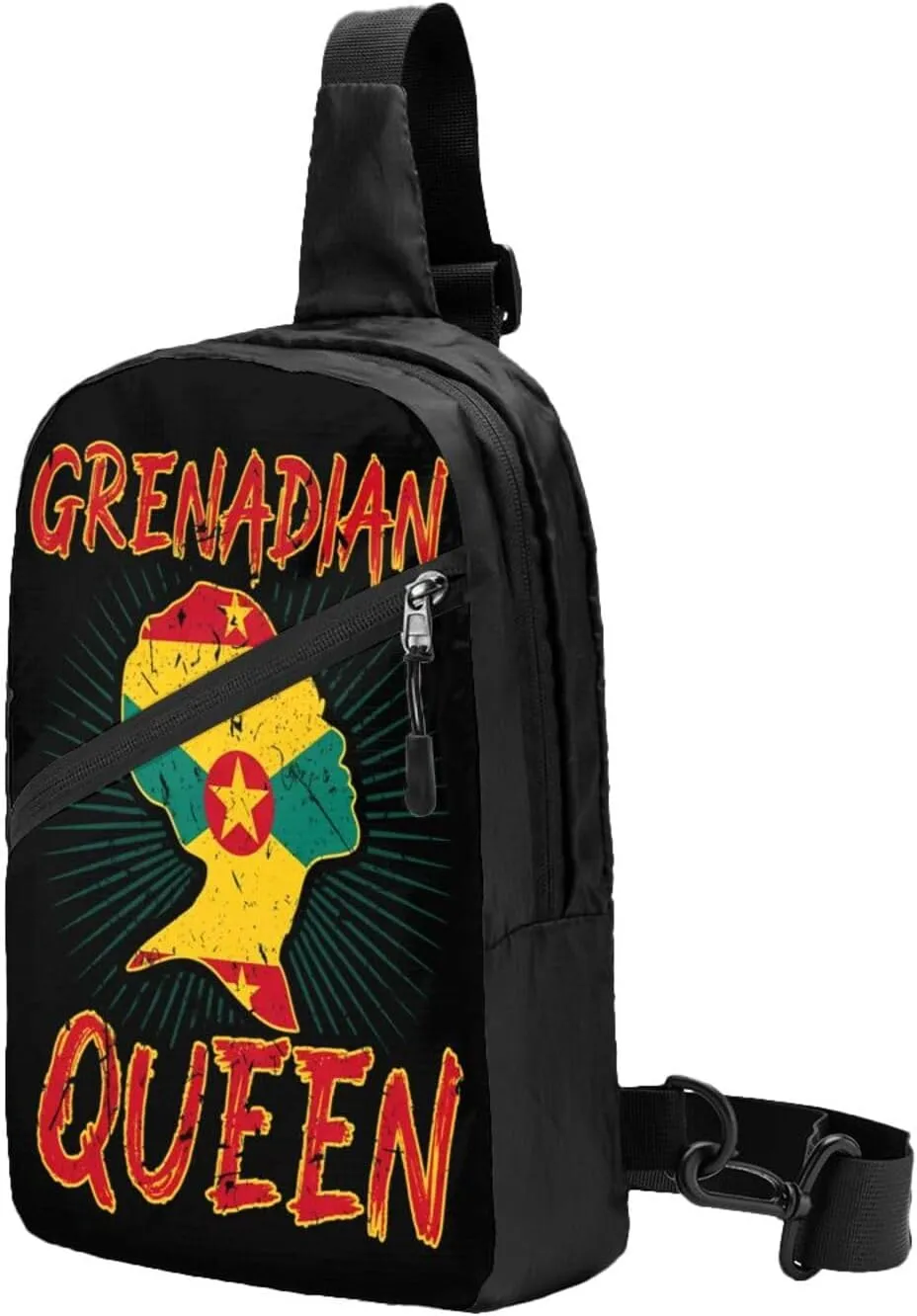 Grenadian Queen Grenada Culture Cultural Afro Pride Flag Packable Crossbody Bag Portable Sling Bags Foldable Travel Daypack Reusable Sports Shoulder Backpack Diagonally Chest Bag for Workout