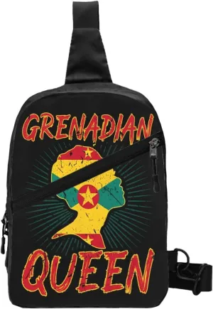 Grenadian Queen Grenada Culture Cultural Afro Pride Flag Packable Crossbody Bag Portable Sling Bags Foldable Travel Daypack Reusable Sports Shoulder Backpack Diagonally Chest Bag for Workout