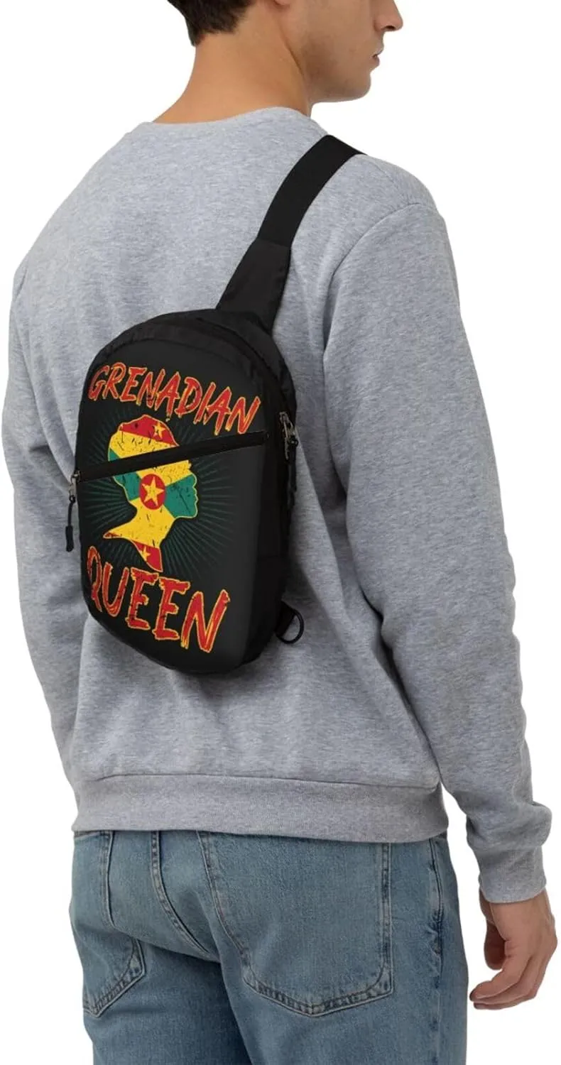 Grenadian Queen Grenada Culture Cultural Afro Pride Flag Packable Crossbody Bag Portable Sling Bags Foldable Travel Daypack Reusable Sports Shoulder Backpack Diagonally Chest Bag for Workout