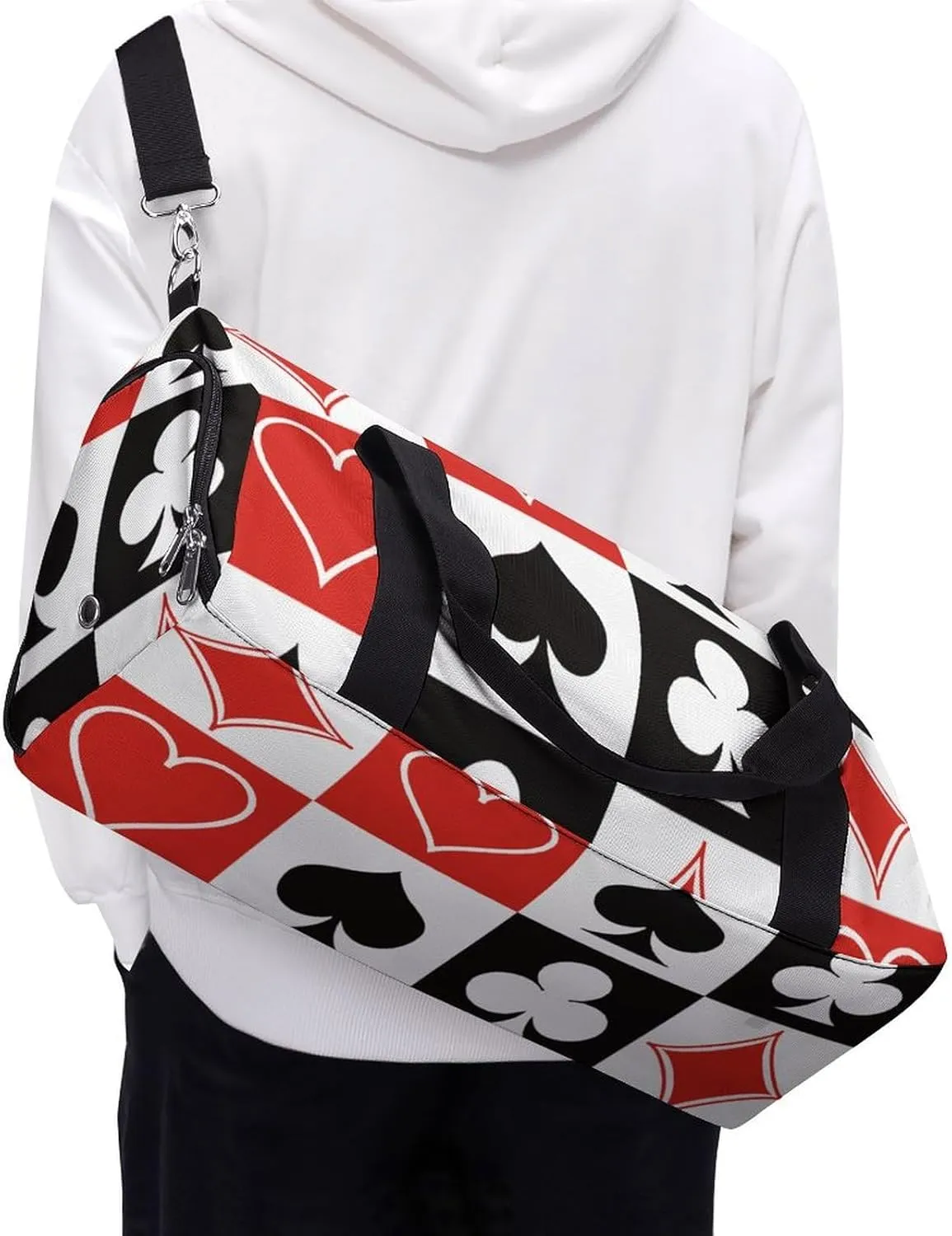 Grid Poker Playing Cards A Fitness Bag with Large Storage Space Is Suitable for Portable Outdoor Use