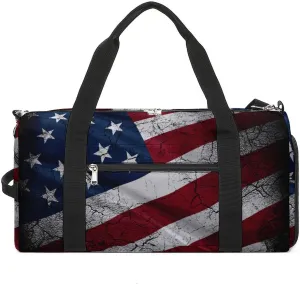 Grunge USA Flag A Fitness Bag with Large Storage Space Is Suitable for Portable Outdoor Use
