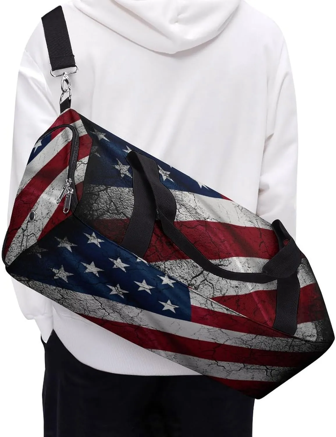 Grunge USA Flag A Fitness Bag with Large Storage Space Is Suitable for Portable Outdoor Use