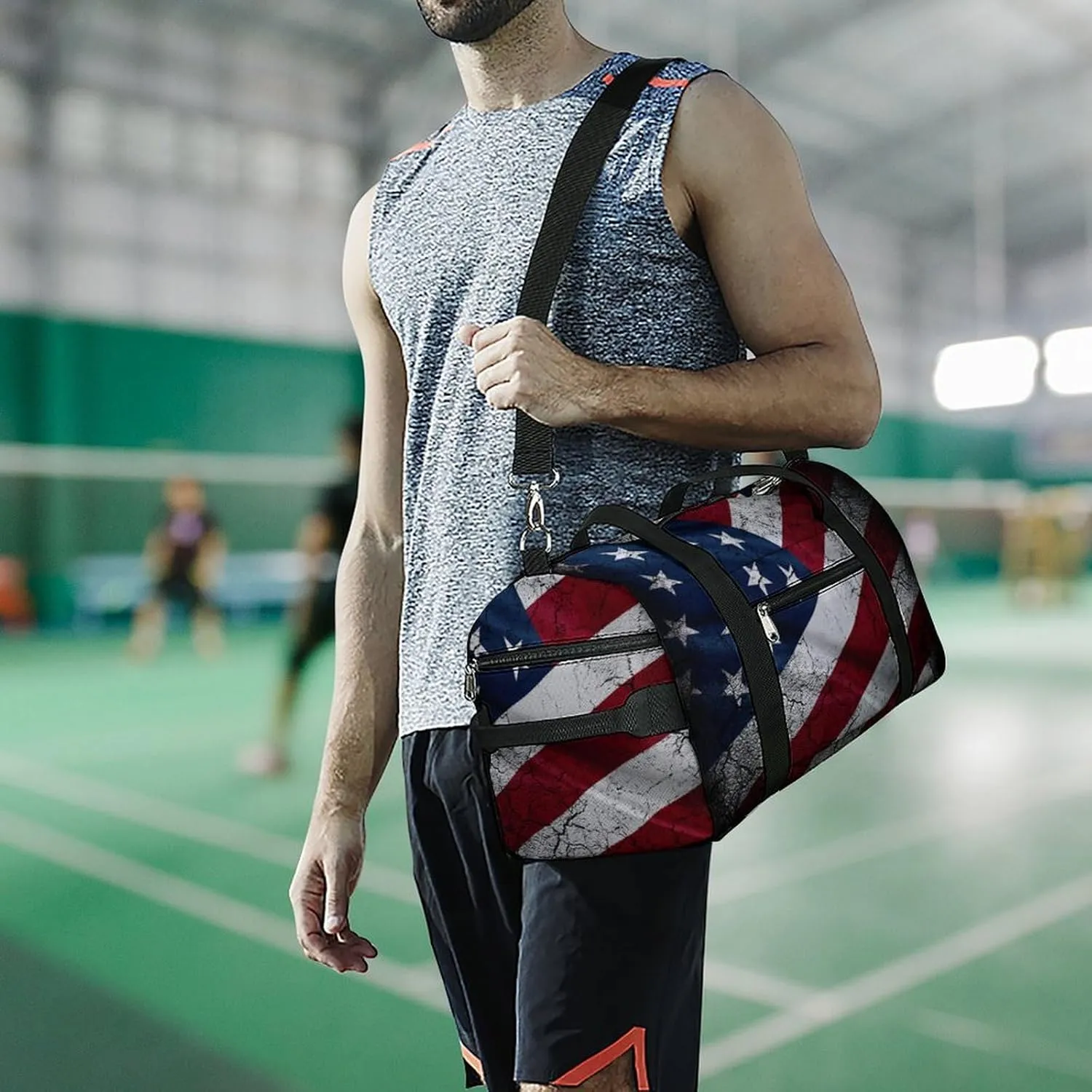 Grunge USA Flag A Fitness Bag with Large Storage Space Is Suitable for Portable Outdoor Use
