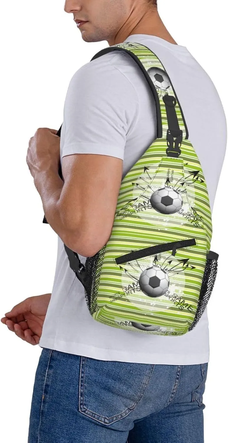 Grungy Soccer And Arrows Sports Game Chest Sling Bag Crossbody Shoulder Backpack Bag Gym Cycling Daypack Travel Hiking Cross Bag