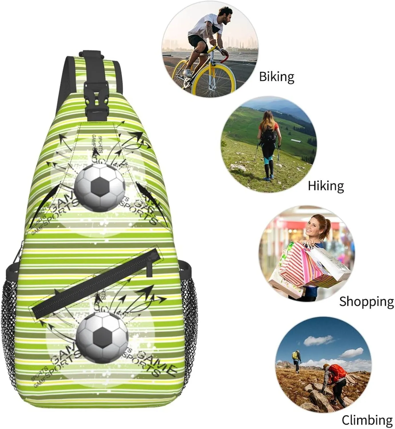 Grungy Soccer And Arrows Sports Game Chest Sling Bag Crossbody Shoulder Backpack Bag Gym Cycling Daypack Travel Hiking Cross Bag