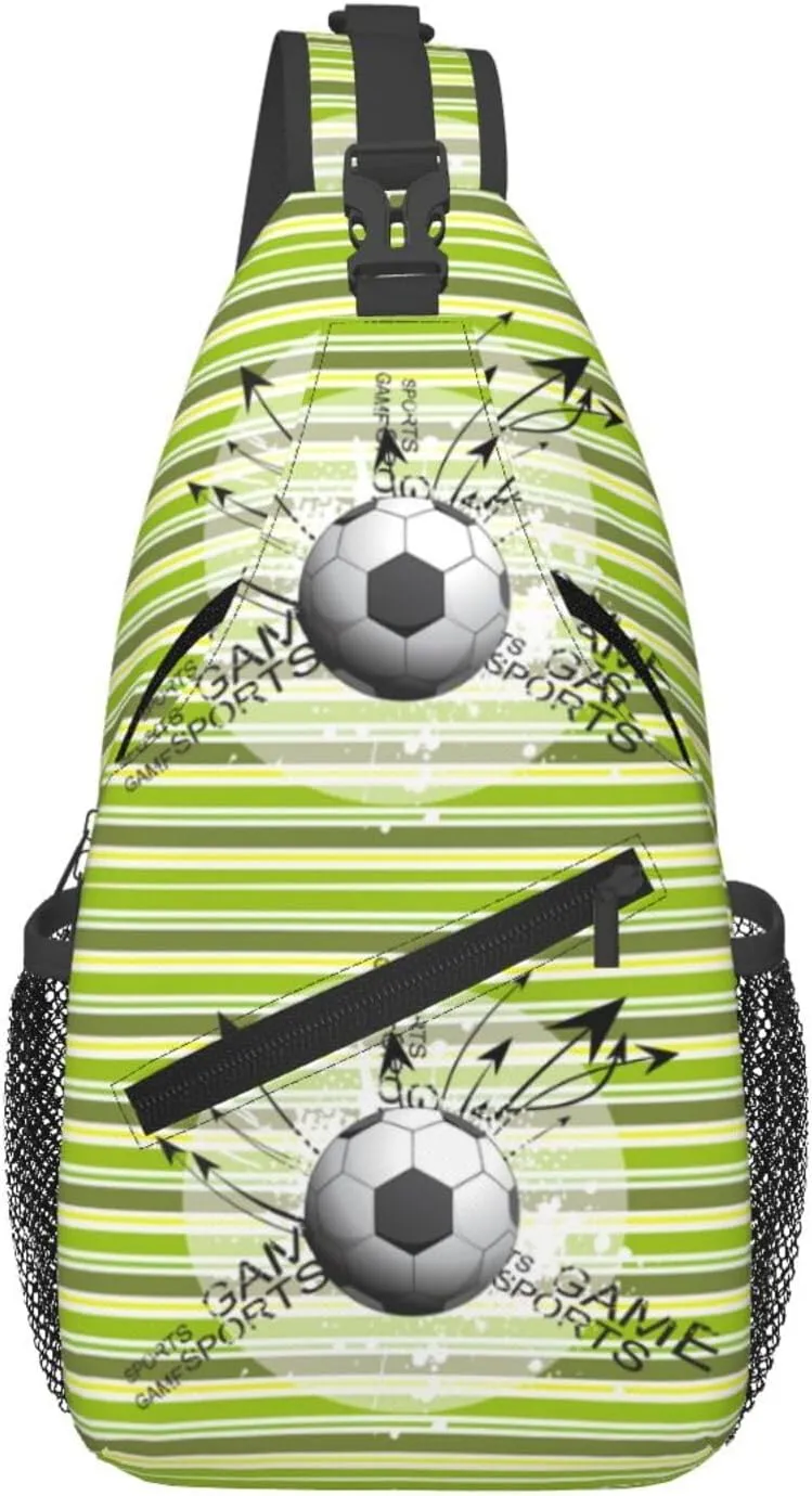 Grungy Soccer And Arrows Sports Game Chest Sling Bag Crossbody Shoulder Backpack Bag Gym Cycling Daypack Travel Hiking Cross Bag