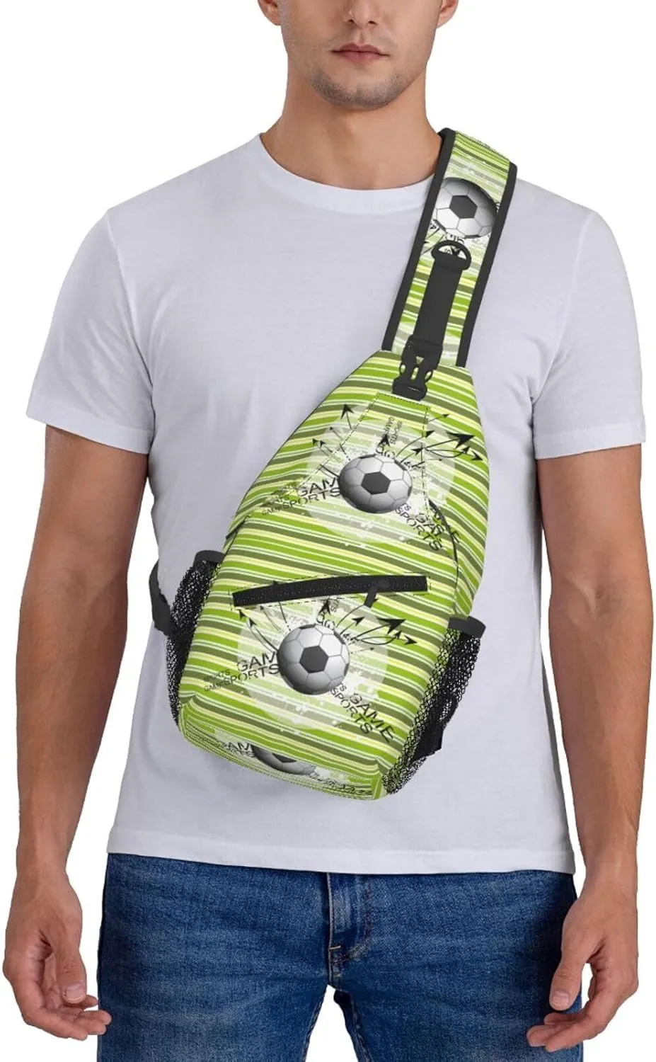 Grungy Soccer And Arrows Sports Game Chest Sling Bag Crossbody Shoulder Backpack Bag Gym Cycling Daypack Travel Hiking Cross Bag