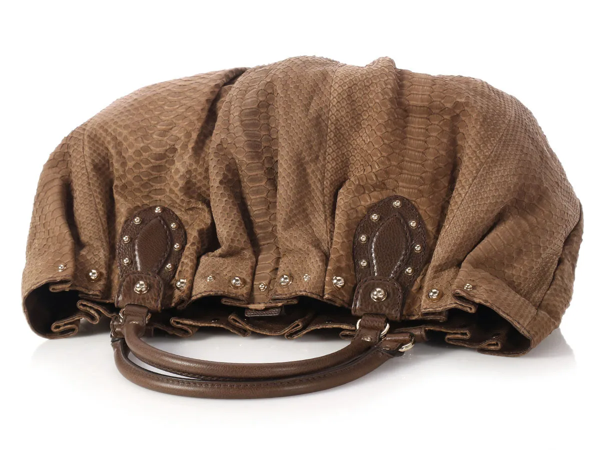 Gucci Brown Snakeskin Stud Hobo