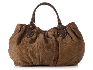 Gucci Brown Snakeskin Stud Hobo