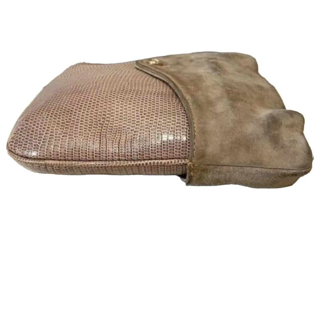 Gucci honey lizard leather bucket bag with gold chain strap