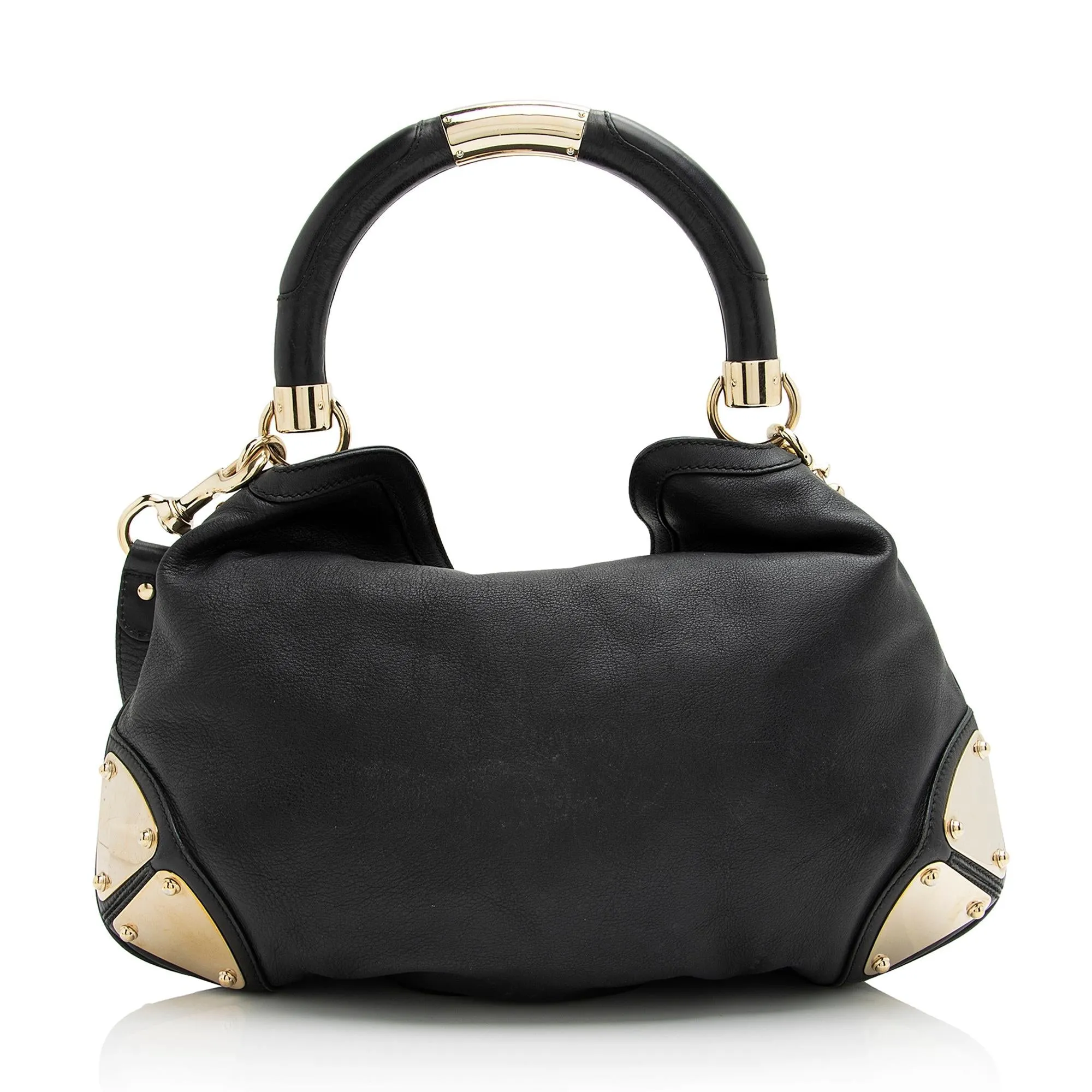 Gucci Leather Bamboo Indy Medium Satchel (SHF-23741)