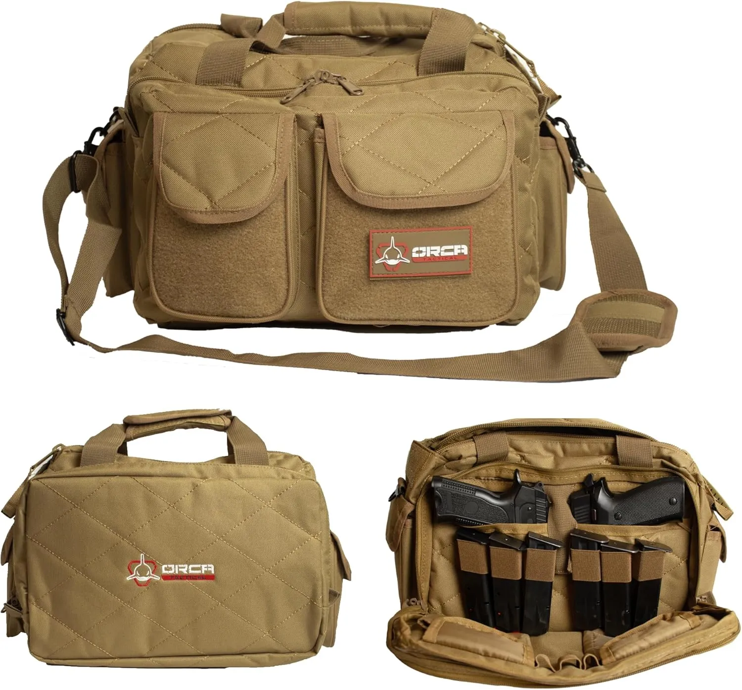 Gun Range Bag – Compact Pistol Revolver Range Bag for Handguns and Ammo – Self Standing Gun Bag – Handgun Bag with Durable Double Stitching Lockable YKK Zippers
