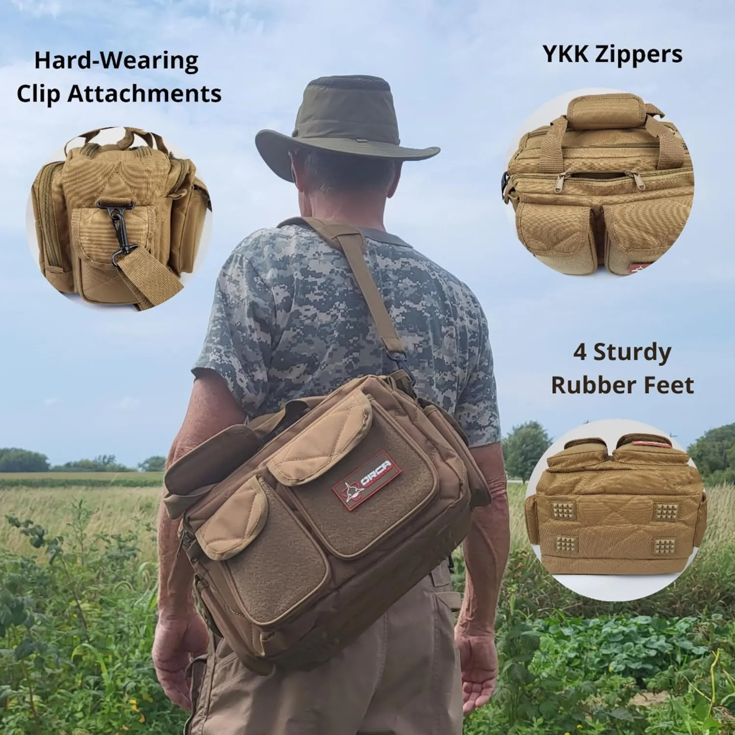 Gun Range Bag – Compact Pistol Revolver Range Bag for Handguns and Ammo – Self Standing Gun Bag – Handgun Bag with Durable Double Stitching Lockable YKK Zippers