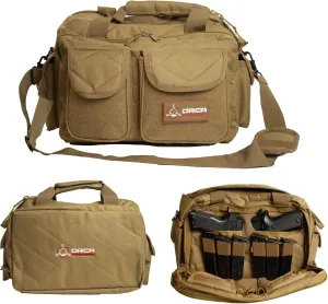 Gun Range Bag – Compact Pistol Revolver Range Bag for Handguns and Ammo – Self Standing Gun Bag – Handgun Bag with Durable Double Stitching Lockable YKK Zippers