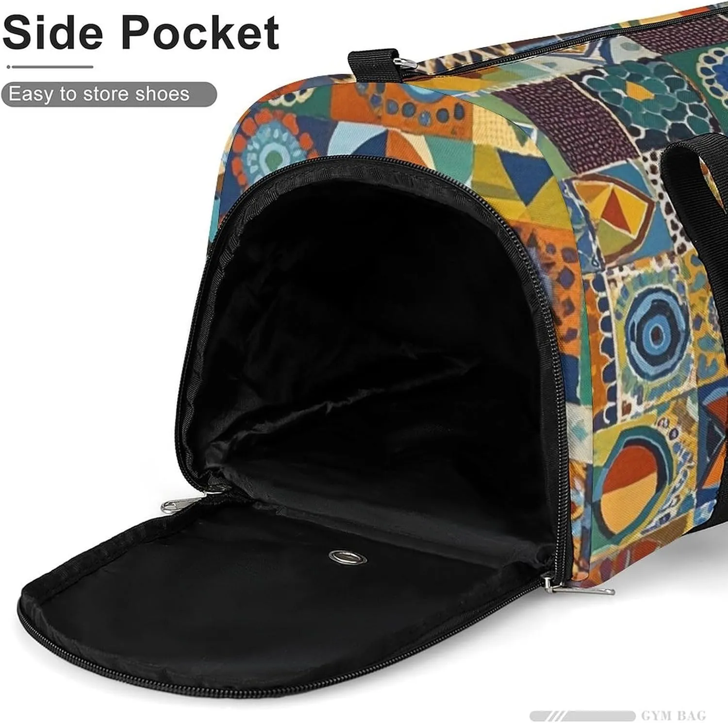 Gym Bag African Style Patchwork Duffel Bag for Men Women Travel Overnight Bag with Shoe Compartment Workout Bags