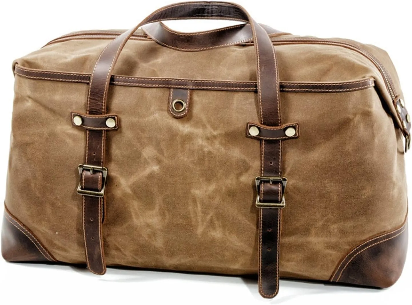 Gym bag for women Waxed Canvas Waterproof Men Travel Duffle Bags Large Capacity Male Travel Hand Bag (Brown)