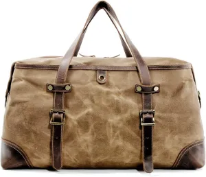 Gym bag for women Waxed Canvas Waterproof Men Travel Duffle Bags Large Capacity Male Travel Hand Bag (Brown)