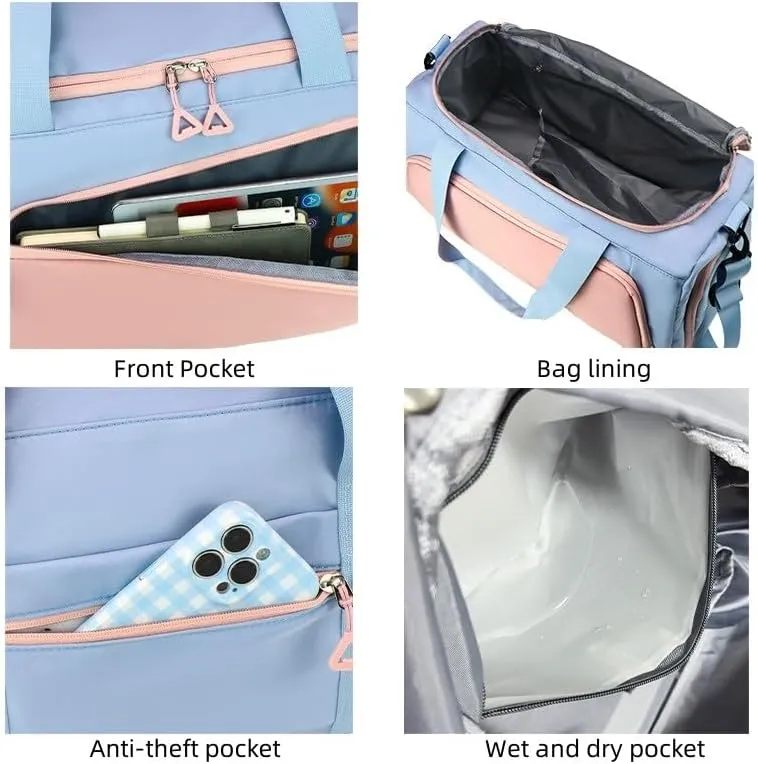 Gym Bag for Women with Shoe Compartment, Travel Duffle Bag Weekender Bag Overnight Bag Carry on Bag Gym Tote Bag for Swimming Yoga Hospital Holdalls (Black)