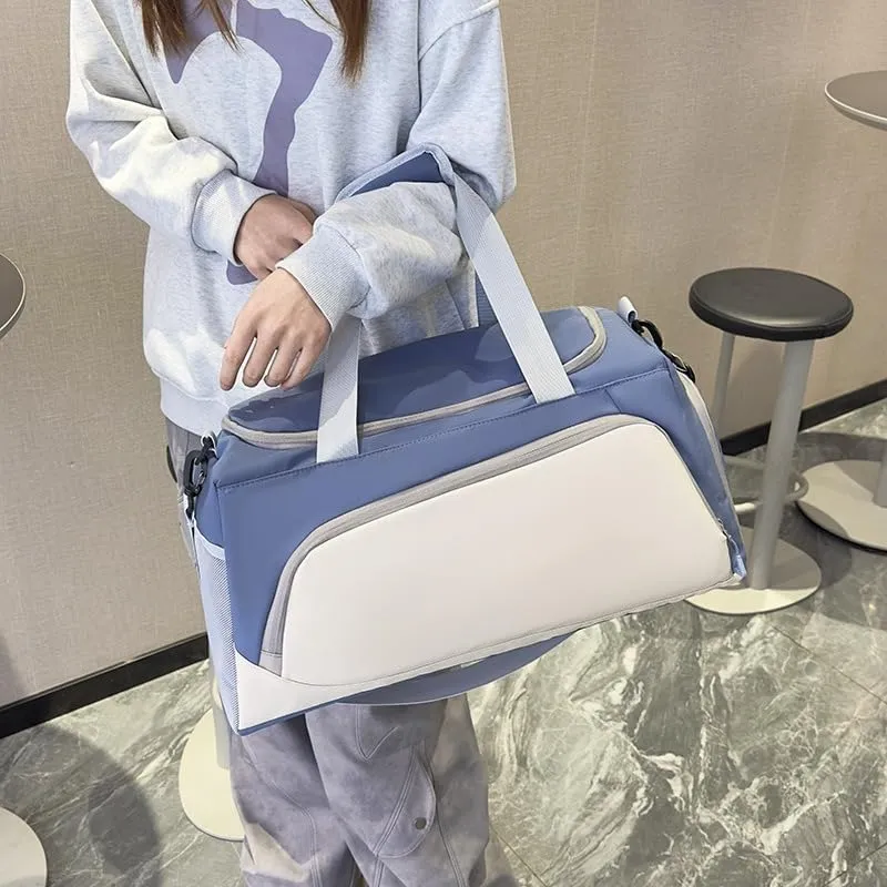 Gym Bag for Women with Shoe Compartment, Travel Duffle Bag Weekender Bag Overnight Bag Carry on Bag Gym Tote Bag for Swimming Yoga Hospital Holdalls (White Green)