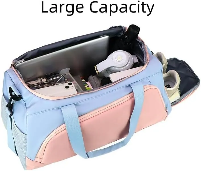 Gym Bag for Women with Shoe Compartment, Travel Duffle Bag Weekender Bag Overnight Bag Carry on Bag Gym Tote Bag for Swimming Yoga Hospital Holdalls (White Green)