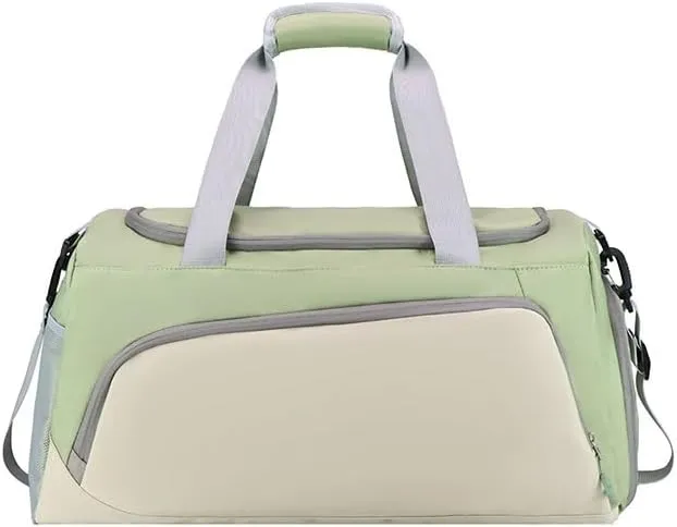 Gym Bag for Women with Shoe Compartment, Travel Duffle Bag Weekender Bag Overnight Bag Carry on Bag Gym Tote Bag for Swimming Yoga Hospital Holdalls (White Green)
