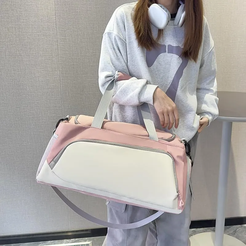 Gym Bag for Women with Shoe Compartment, Travel Duffle Bag Weekender Bag Overnight Bag Carry on Bag Gym Tote Bag for Swimming Yoga Hospital Holdalls (White Green)