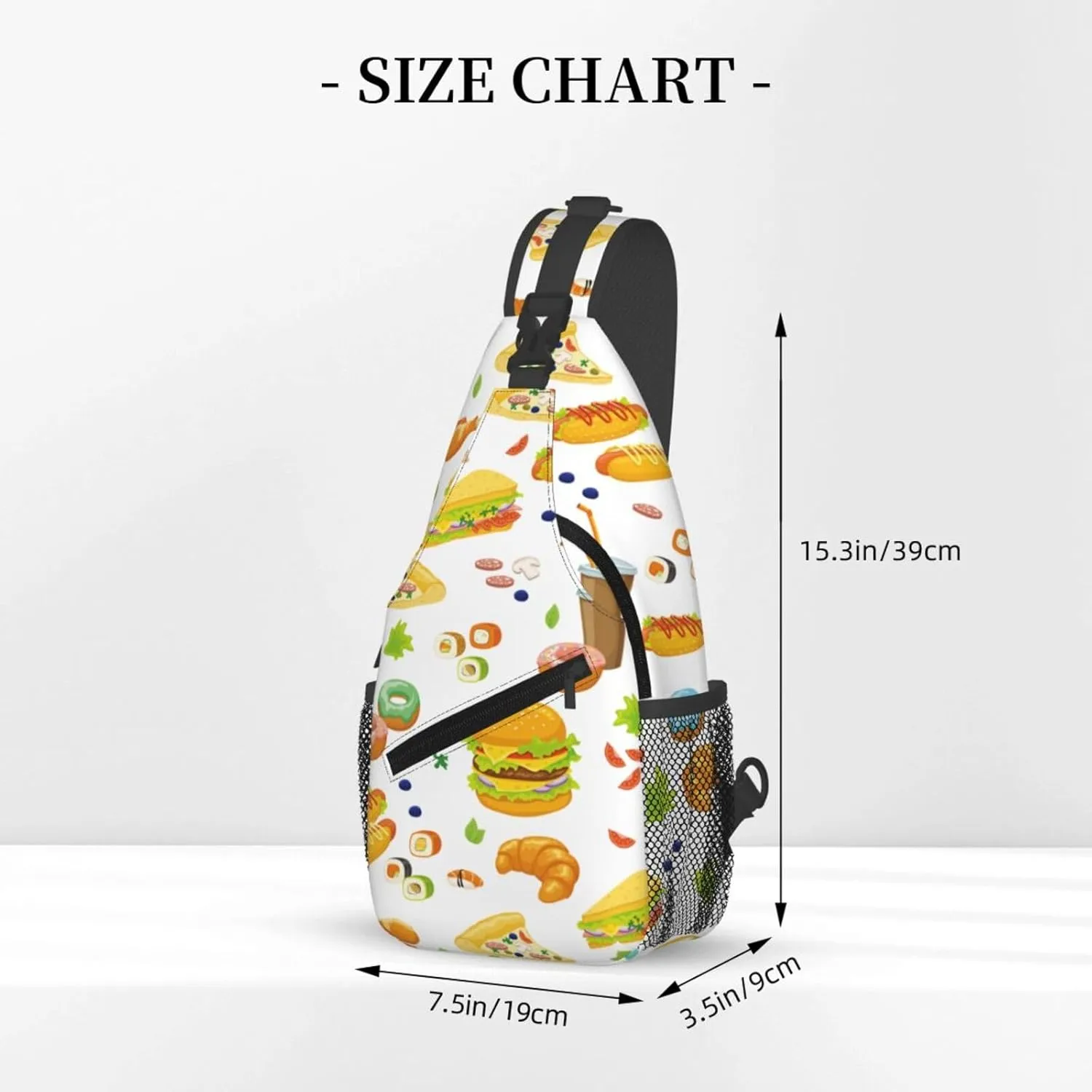 Hamburger Crossbody Sling Backpack Sling Bag Adjustable Chest Shoulder Daypack For Women Men