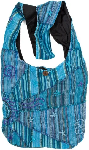 Hand Embroidered Peace and Sunrise Boho Crossbody Hippie Handbag - Unique, Ethical, and Vibrant for the Free-Spirited Soul
