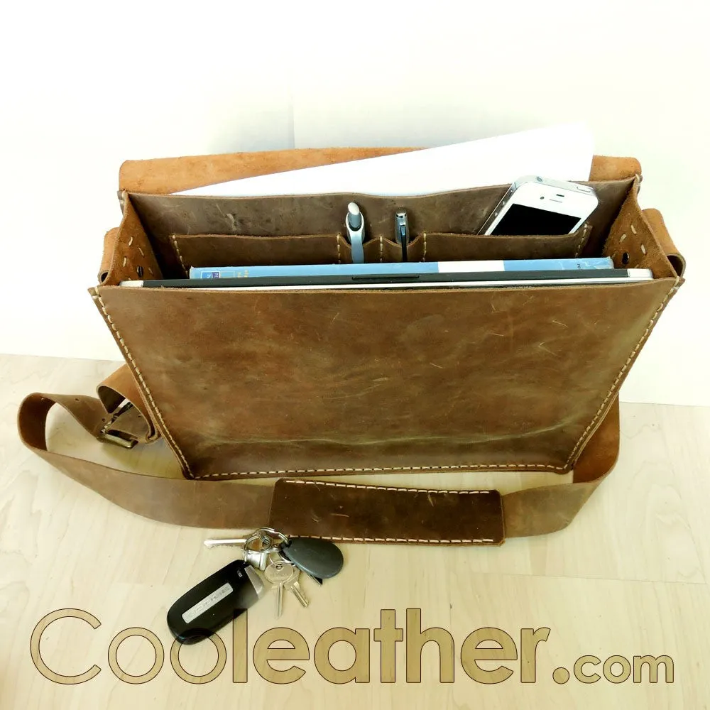 Hand Stitched Leather Messenger Bag