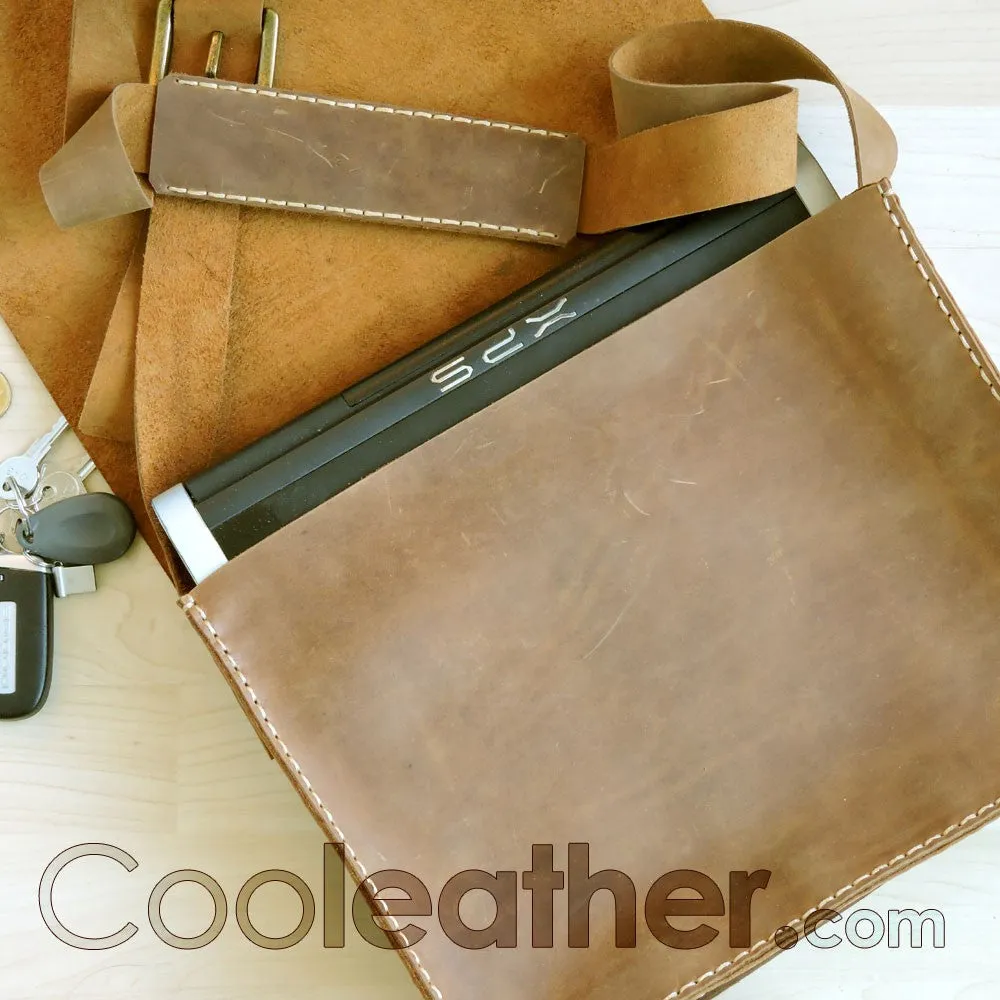 Hand Stitched Leather Messenger Bag