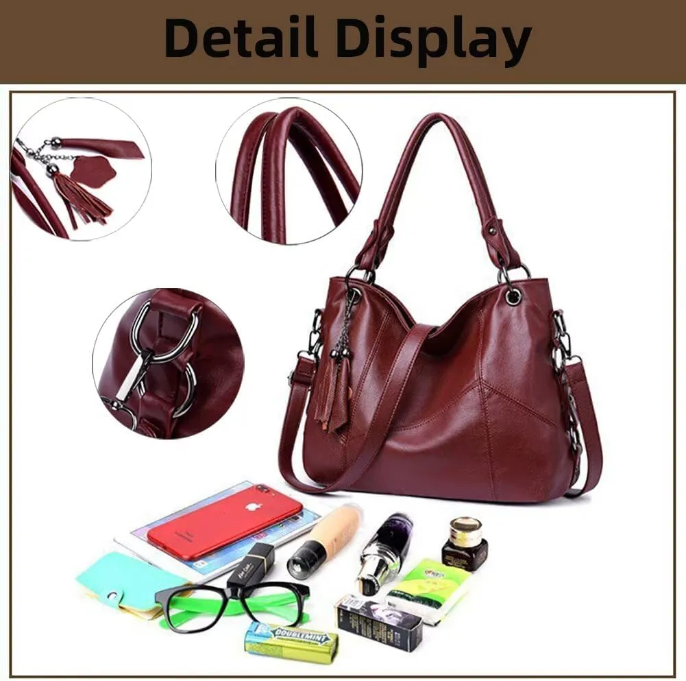 Handbag Satchel for Women Multi-pockets Crossbody Bag Vintage Tote Top Handle Bag Shoulder Bag Hobo Purse