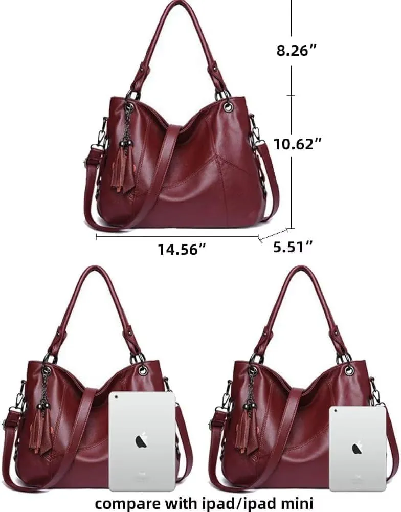 Handbag Satchel for Women Multi-pockets Crossbody Bag Vintage Tote Top Handle Bag Shoulder Bag Hobo Purse
