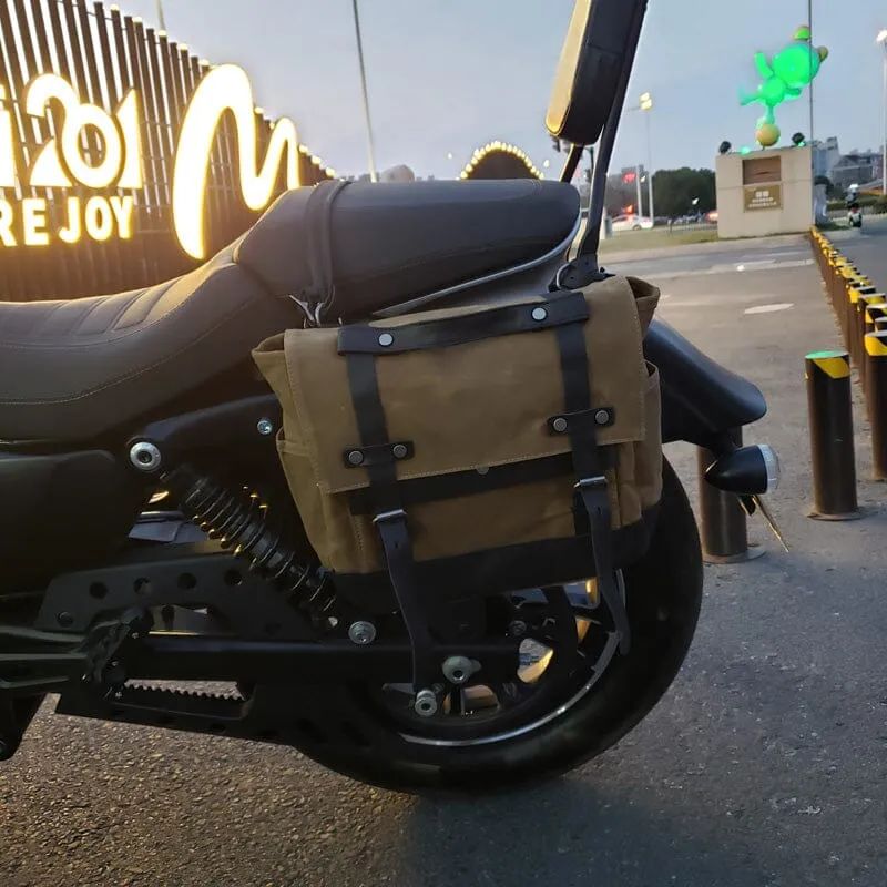 Handcrafted Canvas Motorcycle Saddlebag