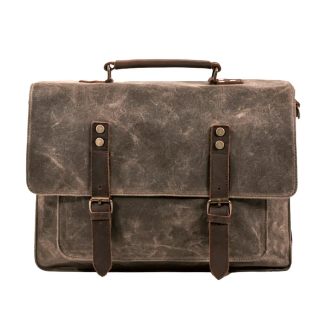 HARVARD BROWN Waxed Canvas Leather Messenger Bag Vintage