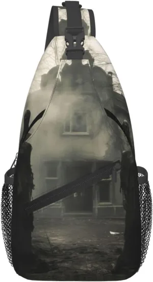 Haunted Mansions Print Cross Chest Bag Diagonally Crossbody Shoulder Casual Fashion Travel Bag,Hiking Daypack
