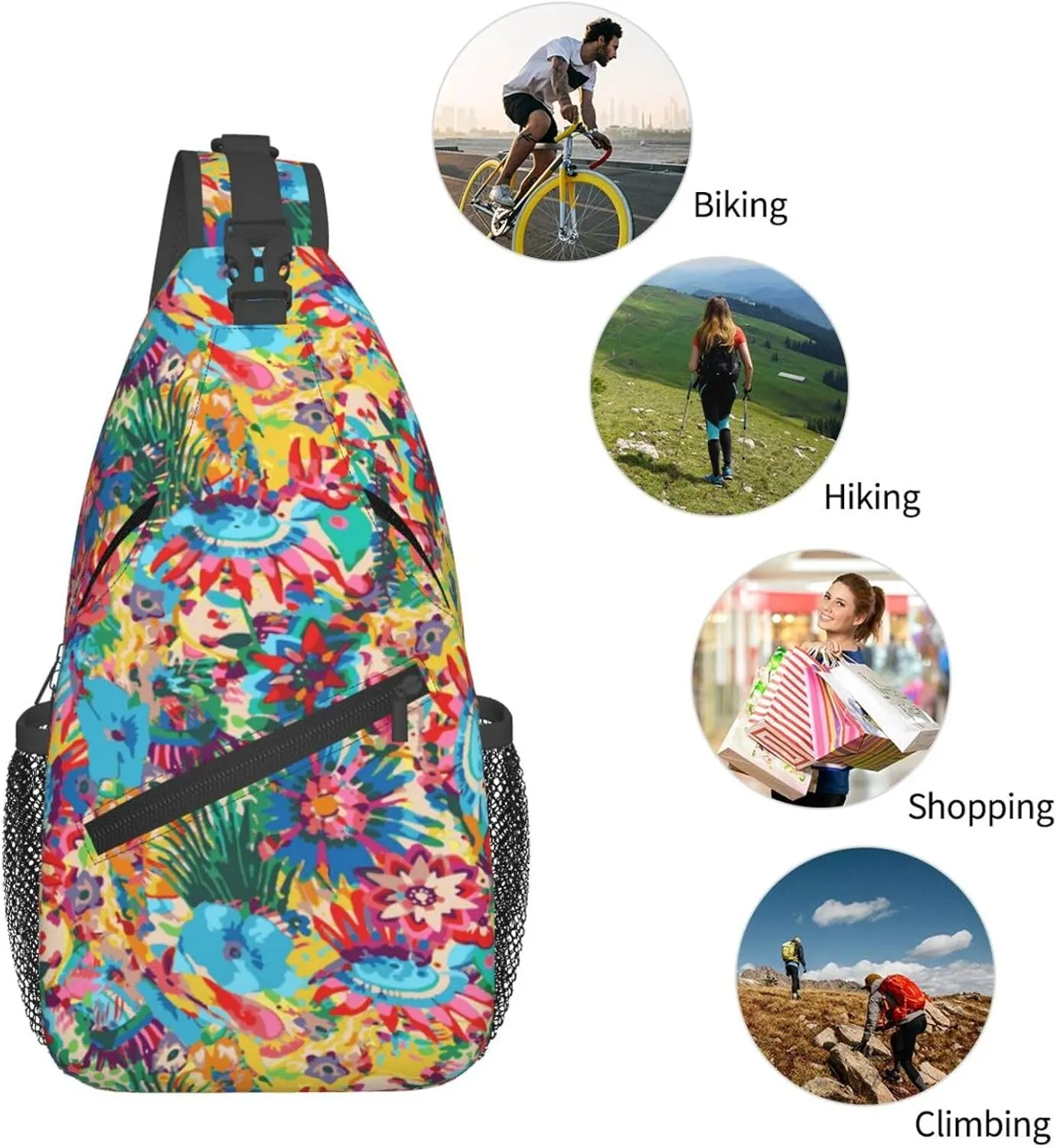Hawaiian Tropical Floral Chest Sling Bag Crossbody Shoulder Backpack Bag Gym Cycling Daypack Travel Hiking Cross Bag