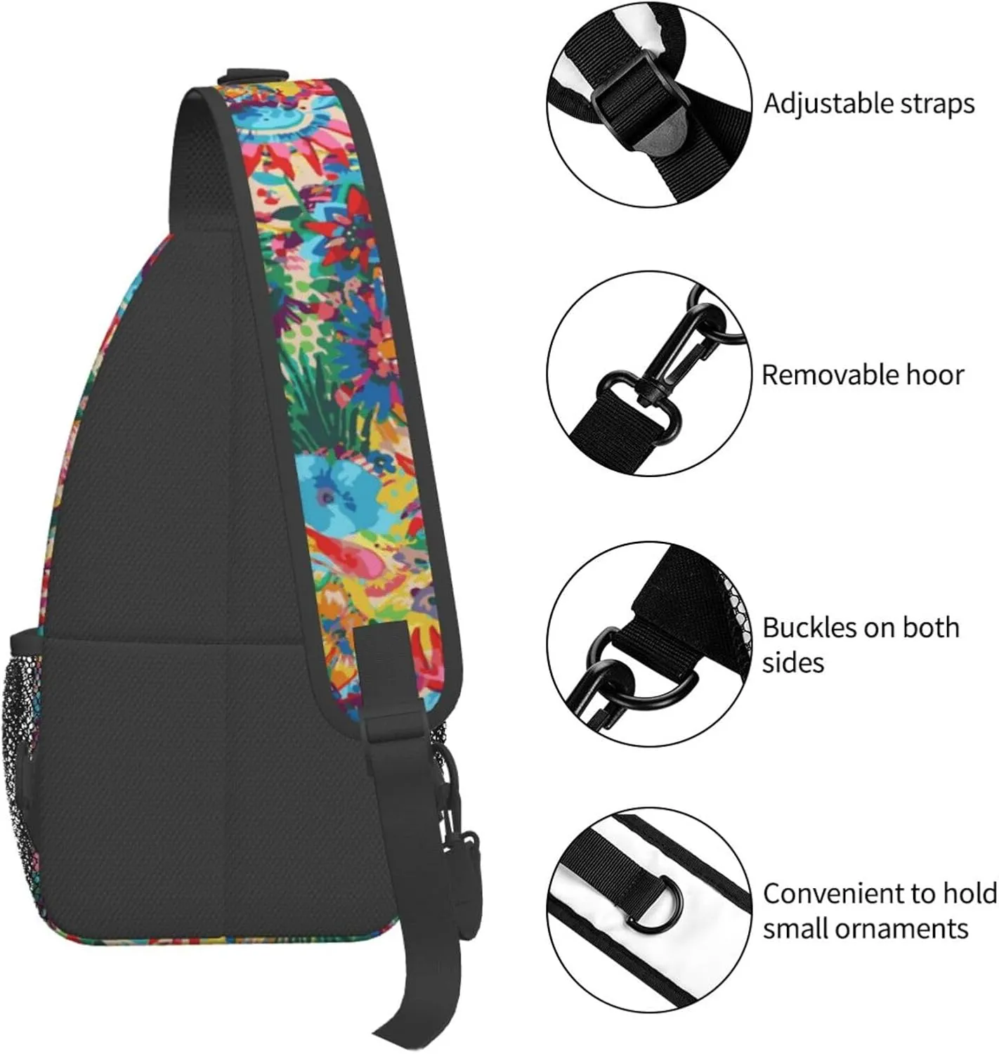 Hawaiian Tropical Floral Chest Sling Bag Crossbody Shoulder Backpack Bag Gym Cycling Daypack Travel Hiking Cross Bag
