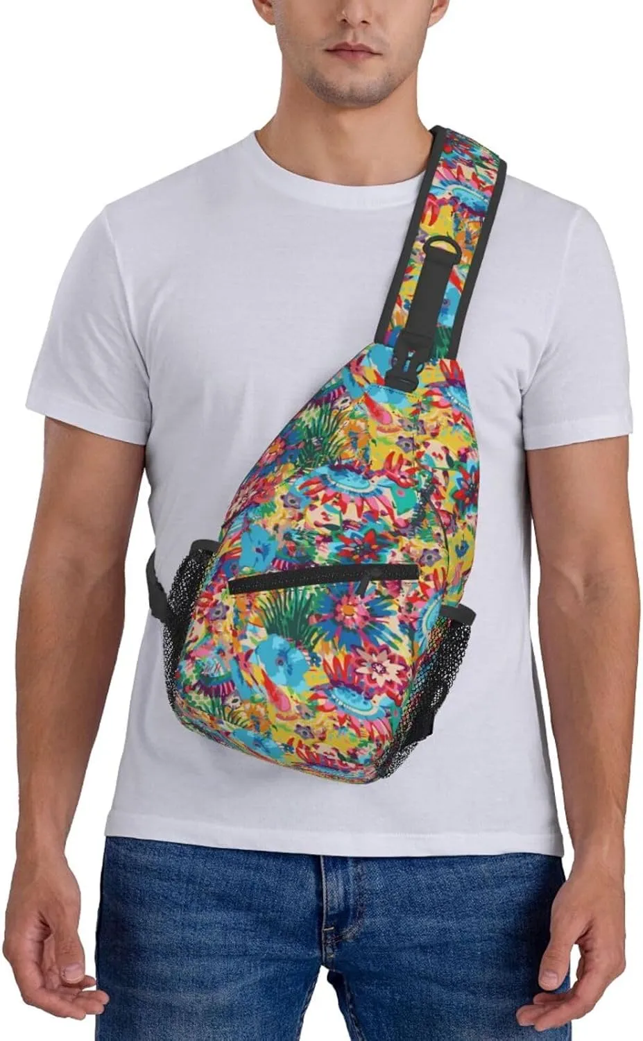 Hawaiian Tropical Floral Chest Sling Bag Crossbody Shoulder Backpack Bag Gym Cycling Daypack Travel Hiking Cross Bag