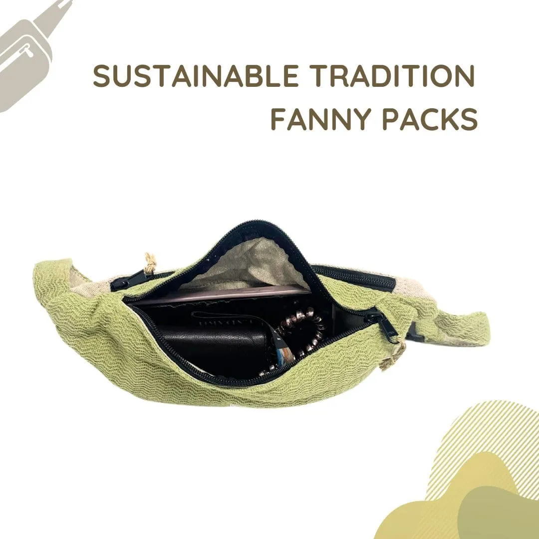 Hemp Fanny Pack, Mustard – Lightweight Waist Bag with Adjustable Strap for Travel, Festivals, and Hiking