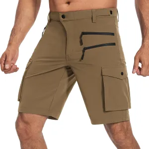 Hiauspor Men's Mountain Bike Shorts Stretch Cycling Quick Dry Hiking Cargo Shorts for Work Golf Fishing Tactical