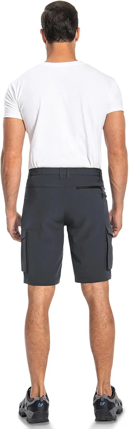 Hiauspor Men's Mountain Bike Shorts Stretch Cycling Quick Dry Hiking Cargo Shorts for Work Golf Fishing Tactical