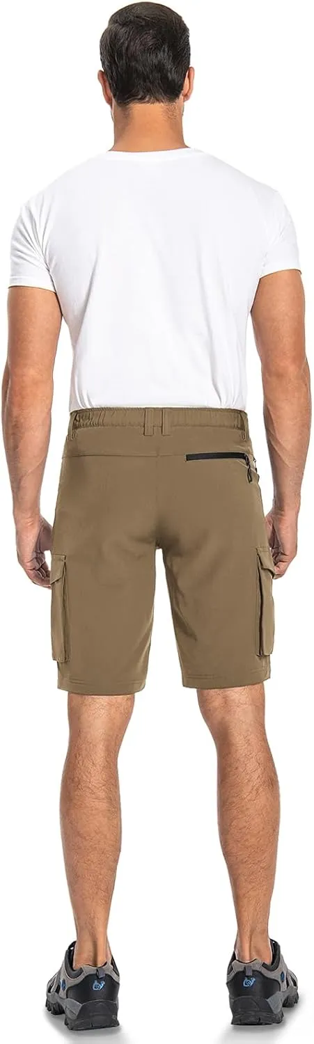 Hiauspor Men's Mountain Bike Shorts Stretch Cycling Quick Dry Hiking Cargo Shorts for Work Golf Fishing Tactical