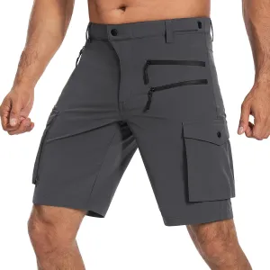 Hiauspor Men's Mountain Bike Shorts Stretch Cycling Quick Dry Hiking Cargo Shorts for Work Golf Fishing Tactical