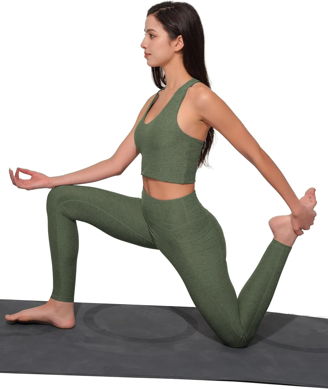 High Waist Yoga Pants with 2 Side Pockets,Ultra Soft Tummy Control Athletic Leggings for Women